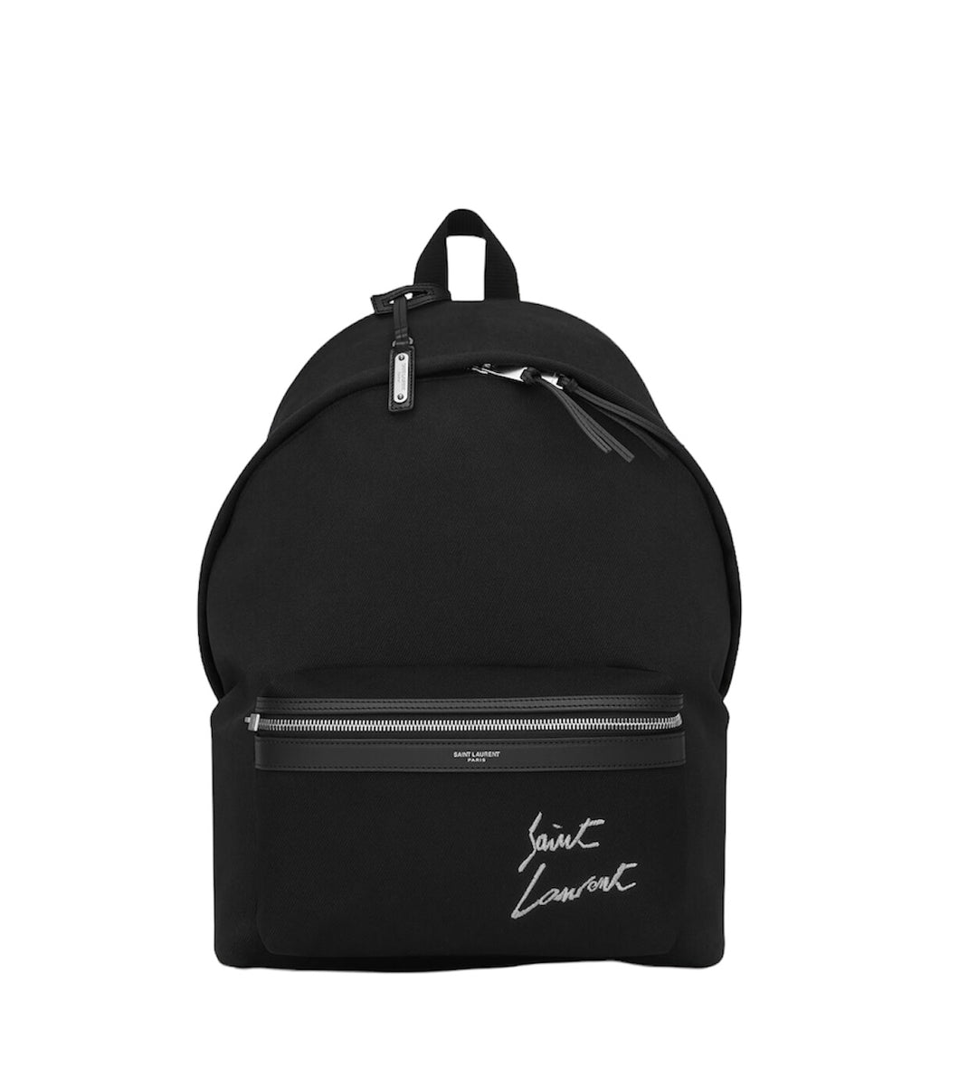 SAINT LAURENT EMBROIDERED CITY BACKPACK IN CANVAS